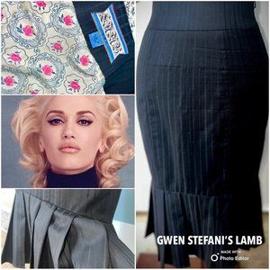 Gwen Stefani's LAMB brand Fit and Flair, Mermaid Black Pin-Stripe Skirt, Lined S